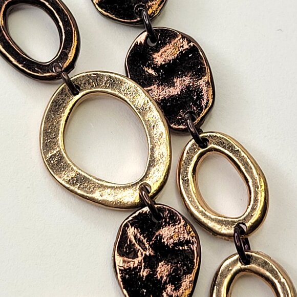 Bronze Long Necklace Multi Shaped Links - Picture 5 of 7